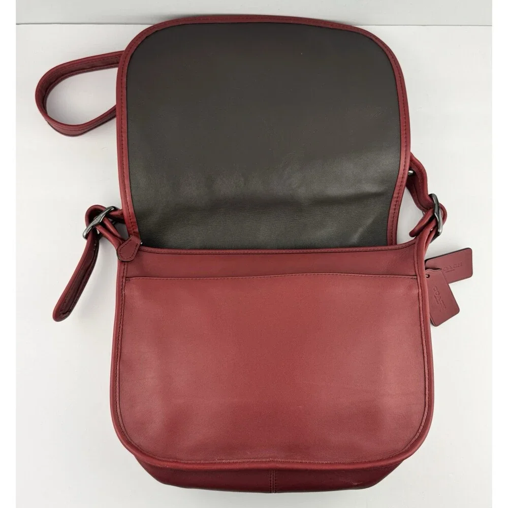 Coach 75th Anniversary 9170 Pouch Saddle Bag Dark Red Leather Flap